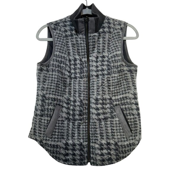 Bob Timberlake Womens Houndstooth Wool Blend Quilted Vest XS Gray & Black - Picture 1 of 13